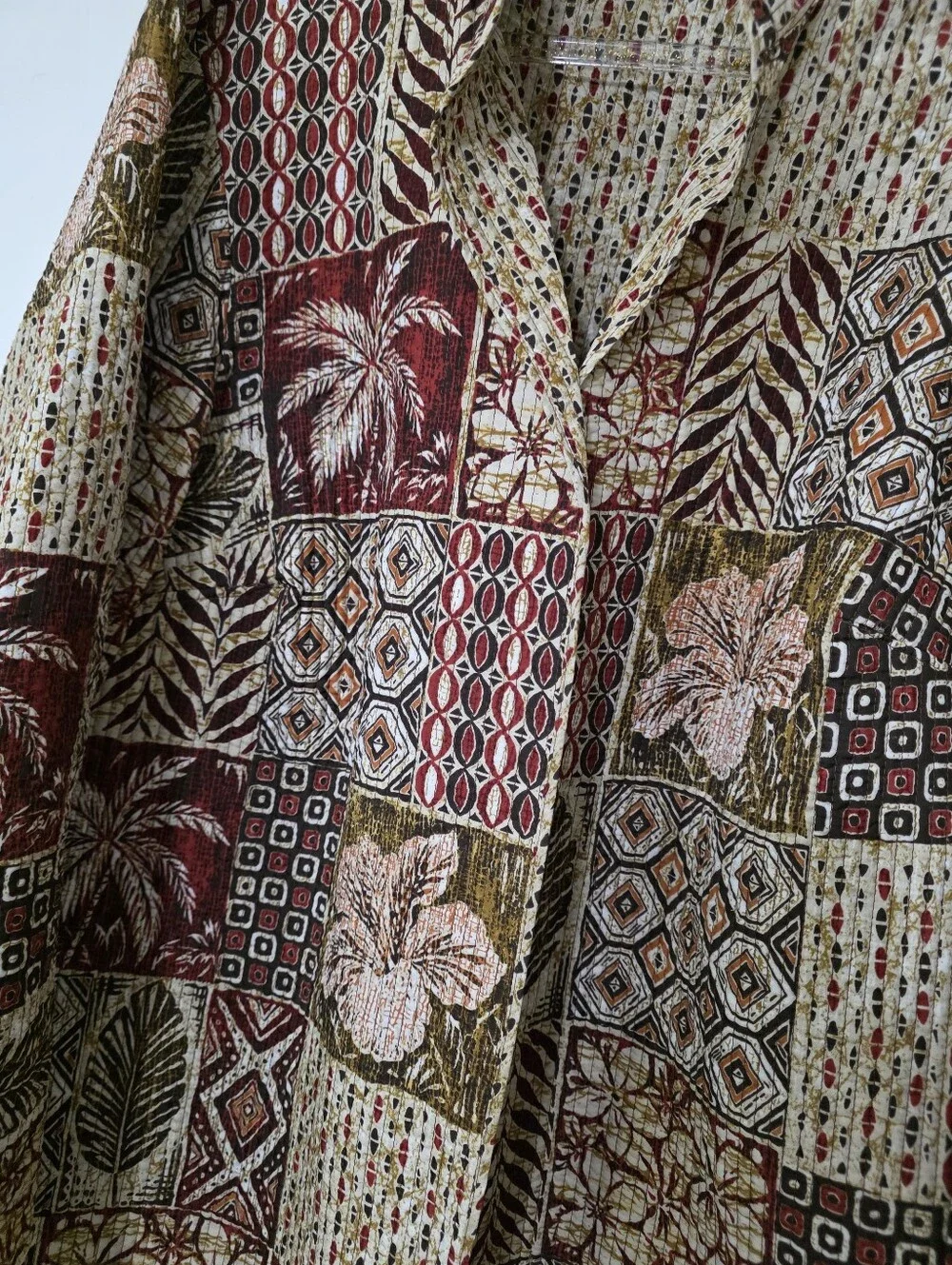Vintage Earthy Color Tropical Jacket Patchwork Tapestry Lightweight Quilted 20W